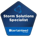 storm solutions specialist badge by certainteed.